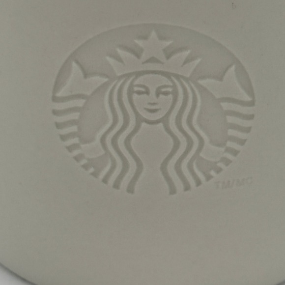 Set of 4 Starbucks Coffee‎ Mugs Cream Embossed Siren Logo 2010 - Picture 2 of 5